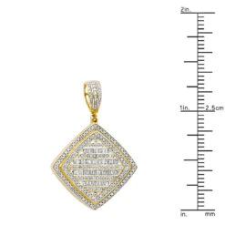 Men's Diamond Rhombus Pendant 1.8ct Baguette & Round Diamonds 14K Yellow Gold -Luxurman jewelry mens diamond rhombus pendant 18ct baguette round diamonds 14k gold 803178 rulerye