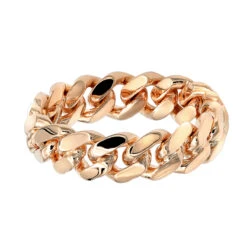 Miami Cuban Link Chain Ring For Men 14K Yellow Gold 5.5mm By Luxurman -Luxurman jewelry miami cuban link chain ring for men 14k gold 55mm by luxurman backro