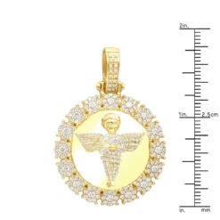 10K Yellow Gold Angel Diamond Medallion Pendant For Men 2.15 CT -Luxurman jewelry real 10k gold angel diamond medallion pendant for men 215 ct rulerye