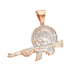 10K Yellow Gold Angry Emoji With AK47 Machine Gun Pendant With Diamonds 1.2ct -Luxurman jewelry real 10k gold angry emoji with ak47 machine gun pendant with diamonds 12ct backro