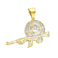 10K Yellow Gold Angry Emoji With AK47 Machine Gun Pendant With Diamonds 1.2ct -Luxurman jewelry real 10k gold angry emoji with ak47 machine gun pendant with diamonds 12ct backye