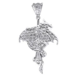 10K White Gold Diamond Dragon On A Sword Pendant For Men 7.25ct By Luxurman -Luxurman jewelry real 10k gold diamond dragon on a sword pendant for men 725ct by luxurman backwh 1