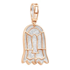10K Yellow Gold Emoji Ghost Haloween Diamond Pendant For Men 1.2ct -Luxurman jewelry real 10k gold emoji ghost haloween diamond pendant for men 12ct backro
