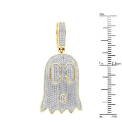10K Yellow Gold Emoji Ghost Haloween Diamond Pendant For Men 1.2ct -Luxurman jewelry real 10k gold emoji ghost haloween diamond pendant for men 12ct rulerye