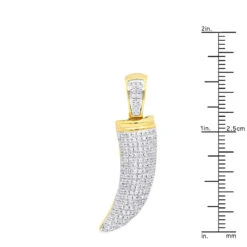 10K Yellow Gold Wolf Fang Diamond Pendant Necklace For Men 0.7CT By Luxurman 15 10K Yellow Gold Wolf Fang Diamond Pendant Necklace For Men 0.7CT By Luxurman -Luxurman jewelry real 10k gold wolf fang diamond pendant necklace for men 07ct by luxurman rulerye