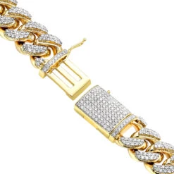 Real Diamond Miami Cuban Link Chain Bracelet For Men 10K Yellow Gold 14mm -Luxurman jewelry real diamond miami cuban link chain bracelet for men in 10k gold 14mm boxye