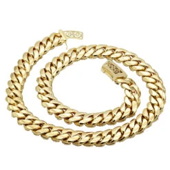 Real Hip Hop Iced Out Miami Cuban Link Diamond Chain For Men 10K Yellow Gold -Luxurman jewelry real hip hop jewelry iced out miami cuban link diamond chain for men 10k gold backye