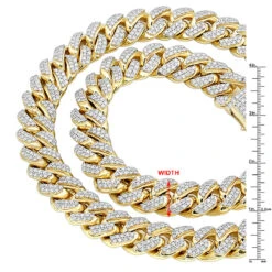 Real Hip Hop Iced Out Miami Cuban Link Diamond Chain For Men 10K Yellow Gold -Luxurman jewelry real hip hop jewelry iced out miami cuban link diamond chain for men 10k gold rulerye