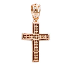 Religious 14K Yellow Gold Large Baguette & Round Diamonds Men's Cross 1.5ct -Luxurman jewelry religious jewelry large baguette round diamonds mens cross 15ct 14k gold 803184 backro