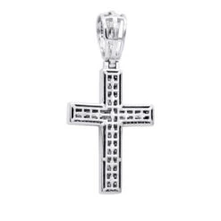 Religious 14K Yellow Gold Large Baguette & Round Diamonds Men's Cross 1.5ct -Luxurman jewelry religious jewelry large baguette round diamonds mens cross 15ct 14k gold 803184 backwh