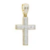 Religious 14K Yellow Gold Large Baguette & Round Diamonds Men's Cross 1.5ct