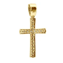 Religious 14K White Gold Round Diamonds Cross Pendant For Men 1.4ct -Luxurman jewelry religious jewelry solid 14k gold round diamonds cross pendant for men 14ct 407108 backye