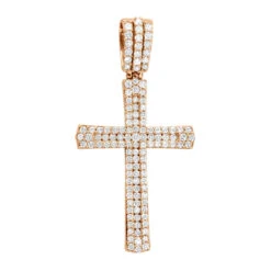 Religious 14K White Gold Round Diamonds Cross Pendant For Men 1.4ct -Luxurman jewelry religious jewelry solid 14k gold round diamonds cross pendant for men 14ct 407108 ro