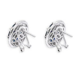 Royal Halo Circle Diamond Earrings For Women With Sapphires 14K White Gold 15 Royal Halo Circle Diamond Earrings For Women With Sapphires 14K White Gold -Luxurman jewelry royal halo circle diamond earrings for women with sapphires 14k gold backwh 1