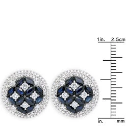 Royal Halo Circle Diamond Earrings For Women With Sapphires 14K White Gold 21 Royal Halo Circle Diamond Earrings For Women With Sapphires 14K White Gold -Luxurman jewelry royal halo circle diamond earrings for women with sapphires 14k gold rulerwh 1