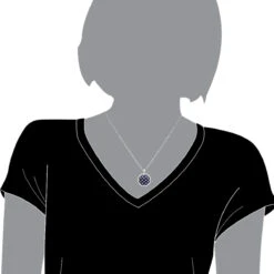 Royal Halo Round Shape Diamond Pendant For Women With Sapphires 14K White Gold 10 Royal Halo Round Shape Diamond Pendant For Women With Sapphires 14K White Gold -Luxurman jewelry royal halo round shape diamond pendant for women with sapphires 14k gold bodwh 1