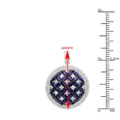 Royal Halo Round Shape Diamond Pendant For Women With Sapphires 14K White Gold 11 Royal Halo Round Shape Diamond Pendant For Women With Sapphires 14K White Gold -Luxurman jewelry royal halo round shape diamond pendant for women with sapphires 14k gold rulerwh 1