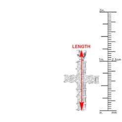Small Ladies VS Princess Cut Diamond Cross Pendant In Platinum 1.5CT -Luxurman jewelry small ladies vs princess cut diamond cross pendant in platinum 15ct rulerwh