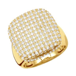 Statement 10K Yellow Gold 3 Carat Diamond Pinky Ring For Men