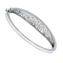 Unique 14K White Gold Baguette & Round Diamond Bangle Bracelet For Women 3 Carat -Luxurman jewelry unique 14k gold baguette round diamond bangle bracelet for women 3 carat backwh 2