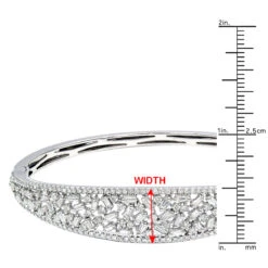 Unique 14K White Gold Baguette & Round Diamond Bangle Bracelet For Women 3 Carat -Luxurman jewelry unique 14k gold baguette round diamond bangle bracelet for women 3 carat rulerwh 2