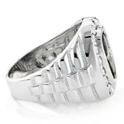 Unique 14K White Gold Black Onyx Blue Sapphire White Diamond Men's Ring 1.68ct -Luxurman jewelry unique 14k gold black onyx blue sapphire white diamond mens ring 168ct backwh