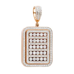 Unique 1.75 Carat Small Diamond 14K Yellow Gold Iced Out Dog Tag Pendant 1 Inch -Luxurman jewelry unique 175 carat small diamond 14k gold iced out dog tag pendant 1 inch 803177 ro