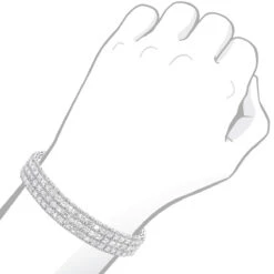 Unique 18K White Gold Round & Baguette Diamond Tennis Bracelet For Men & Women -Luxurman jewelry unique 18k gold round baguette diamond tennis bracelet for men women bodwh