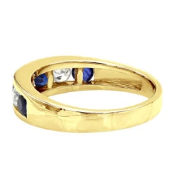 Unique Ring 14K White Gold Diamonds & Sapphires Wedding Band For Men & Women -Luxurman jewelry unique anniversary rings 14k gold diamonds sapphires wedding band for men backye
