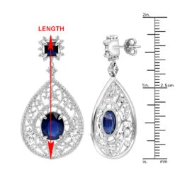 Unique Designer Blue Sapphire And Diamond Drop Earrings For Women 18K White Gold -Luxurman jewelry unique designer blue saphire and diamond drop earrings for women in 18k gold rulerwh