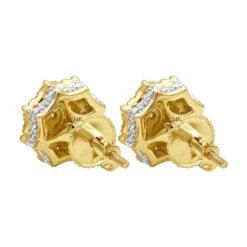 Unique Diamond Cluster Earrings 14K Yellow Gold Octagonal Shape Studs 1.2 Carat -Luxurman jewelry unique diamond cluster earrings in 14k gold octagonal shape studs 12 carat 803190 backye