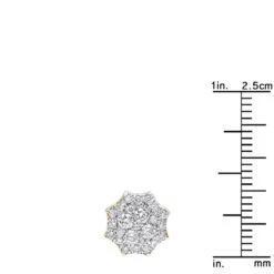 Unique Diamond Cluster Earrings 14K Yellow Gold Octagonal Shape Studs 1.2 Carat -Luxurman jewelry unique diamond cluster earrings in 14k gold octagonal shape studs 12 carat 803190 rulerye