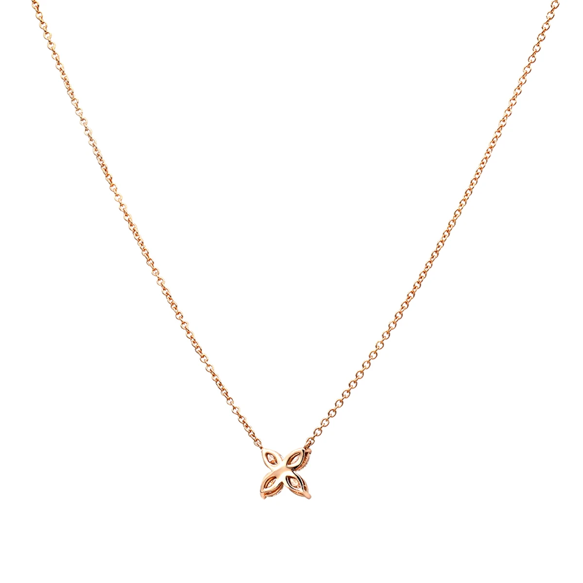 Unique Ladies 14K Rose Gold Flower Neckace With 1 Carat Marquise Cut Diamonds 4 Unique Ladies 14K Rose Gold Flower Neckace With 1 Carat Marquise Cut Diamonds - Image 4