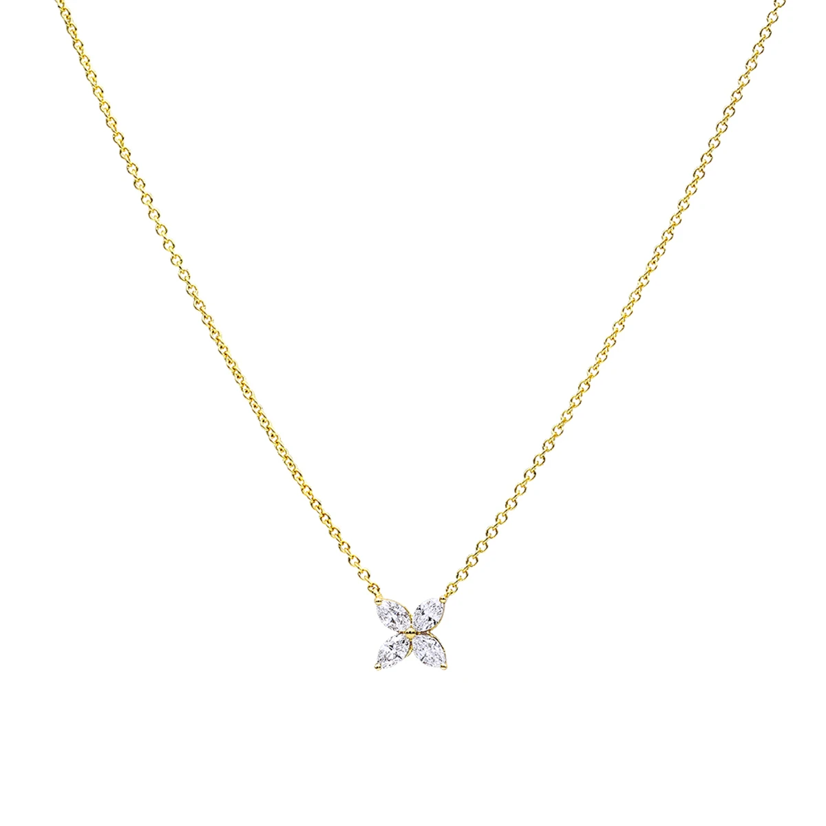 Unique Ladies 14K Rose Gold Flower Neckace With 1 Carat Marquise Cut Diamonds 3 Unique Ladies 14K Rose Gold Flower Neckace With 1 Carat Marquise Cut Diamonds - Image 3