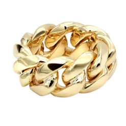 Unique Solid 14K Yellow Gold Cuban Link Chain Ring For Men -Luxurman jewelry unique mens solid gold rings 14k gold cuban link chain ring backye