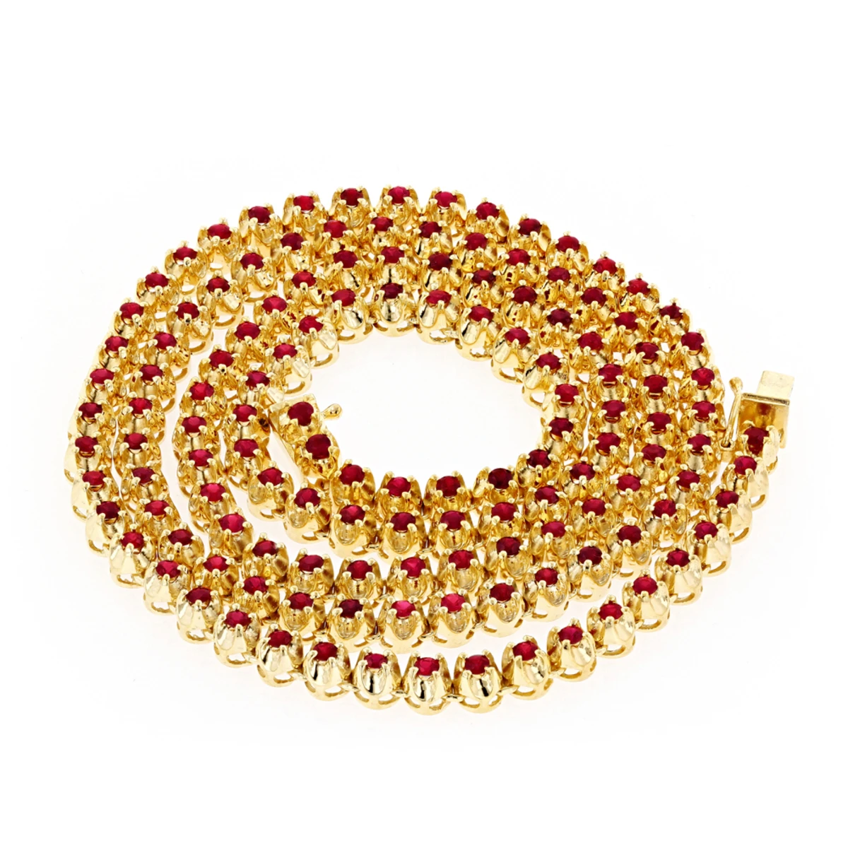 Unique Men's Tennis 10K Yellow Gold Ruby Necklace For Men 10.5ct By Luxurman 4 Unique Men's Tennis 10K Yellow Gold Ruby Necklace For Men 10.5ct By Luxurman - Image 4