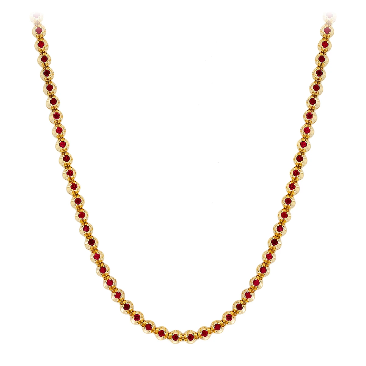 Unique Men's Tennis 10K Yellow Gold Ruby Necklace For Men 10.5ct By Luxurman 1 Unique Men's Tennis 10K Yellow Gold Ruby Necklace For Men 10.5ct By Luxurman