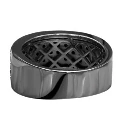 Unique Wedding Bands 1.67 Carat Black Diamond Ring For Men 10K Yellow Gold 5 Row 10mm -Luxurman jewelry unique wedding bands 167 carat black diamond ring for men 10k gold 5 row 10mm 000990 back black