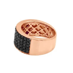 Unique Wedding Bands 1.67 Carat Black Diamond Ring For Men 10K Yellow Gold 5 Row 10mm -Luxurman jewelry unique wedding bands 167 carat black diamond ring for men 10k gold 5 row 10mm 000990 back rose