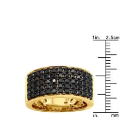 Unique Wedding Bands 1.67 Carat Black Diamond Ring For Men 10K Yellow Gold 5 Row 10mm -Luxurman jewelry unique wedding bands 167 carat black diamond ring for men 10k gold 5 row 10mm 000990 ruler yellow