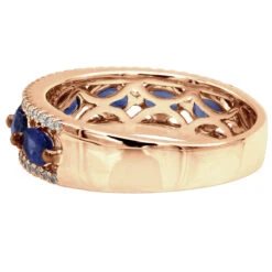 Unique 3.5 Carat Diamond & Blue Sapphire 14K White Gold Band For Women -Luxurman jewelry unique womens rings diamond blue sapphire band in 14k gold 35 carat backro