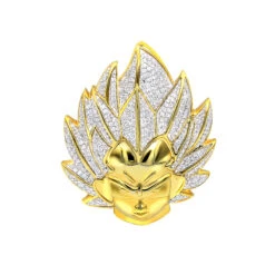 Vegeta 10K Yellow Gold Diamond Dragon Ball Z Pendant For Men 0.75ct Charm