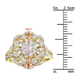 Vintage 18K White Gold Flower Cluster Diamond Ring For Women 1.25ct By Luxurman -Luxurman jewelry vintage 18k gold flower cluster diamond ring for women 125ct by luxurman rulerye