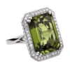 Ladies 14K White Gold Peridot Quartz Gemstone Diamond Cocktail Ring 1.75ct