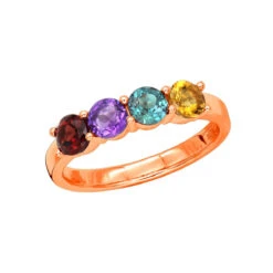 Ladies Birthstone Custom Made 14K White Gold Cocktail Ring With Gemstones -Luxurman ladies birthstone jewelry custom made 14k gold cocktail ring with gemstones 018039 ro