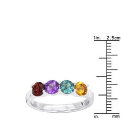 Ladies Birthstone Custom Made 14K White Gold Cocktail Ring With Gemstones -Luxurman ladies birthstone jewelry custom made 14k gold cocktail ring with gemstones 018039 rulerwh 20210911