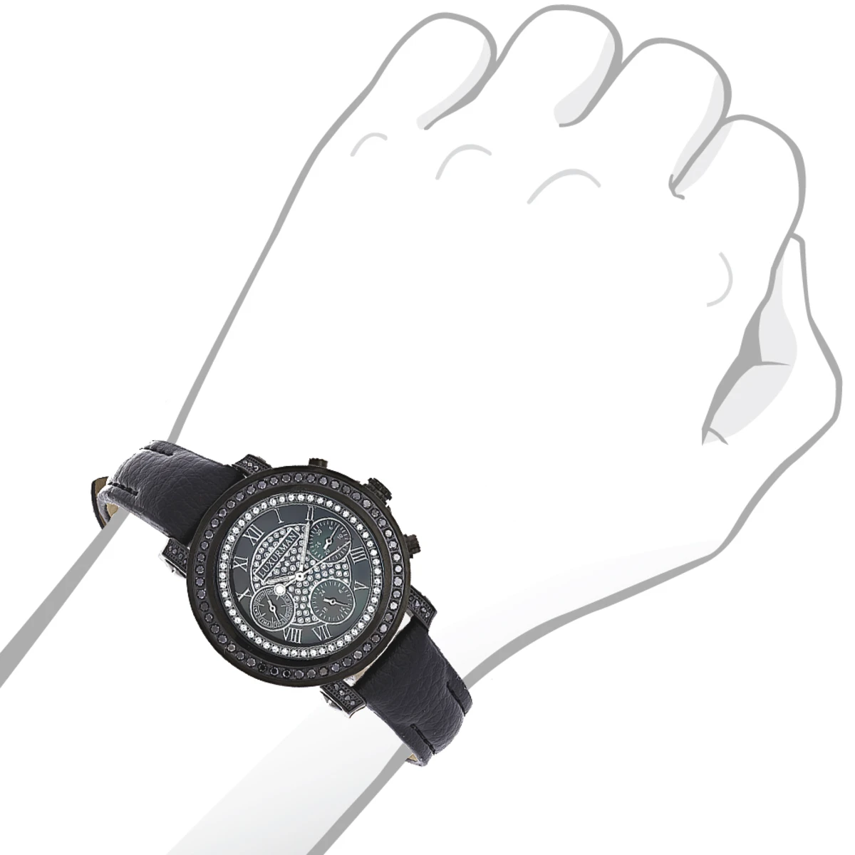 Ladies Black Diamond Watch 2.15ct LUXURMAN 3 Ladies Black Diamond Watch 2.15ct LUXURMAN - Image 3