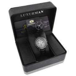 Ladies Black Diamond Watch 2.15ct LUXURMAN 8 Ladies Black Diamond Watch 2.15ct LUXURMAN -Luxurman ladies black diamond watch 215ct luxurman watches p 49994box