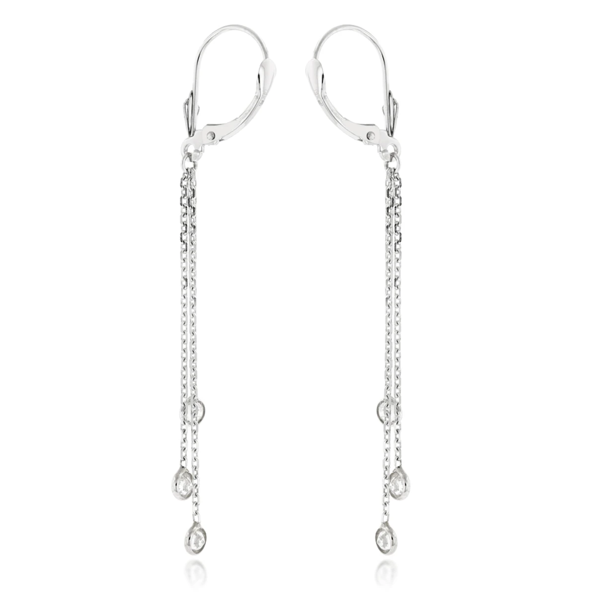 Ladies Chandelier Earrings With Diamonds By The Yard 0.6ct 14K White Gold 4 Ladies Chandelier Earrings With Diamonds By The Yard 0.6ct 14K White Gold - Image 4