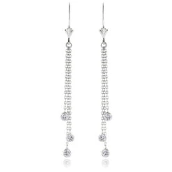 Ladies Chandelier Earrings With Diamonds By The Yard 0.6ct 14K White Gold